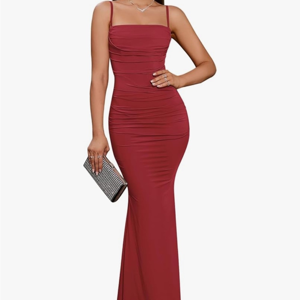 Elegant Burgundy Evening Gown